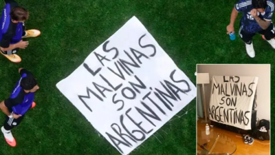 Revelaron el origen de la bandera de Malvinas que exhibió la Selección tras vencer a Inglaterra